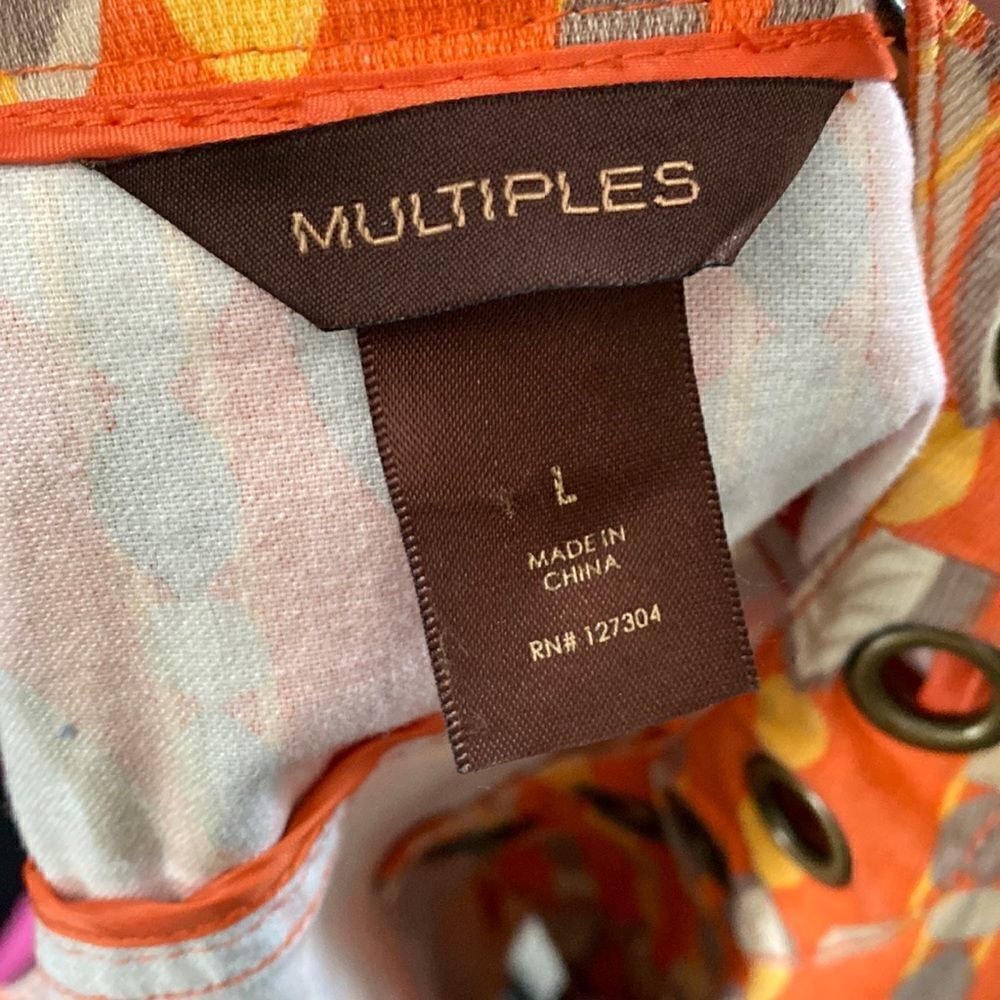 Multiples Patterned Cropped Sleeve Jacket Large Grommet Details - Picture 11 of 14